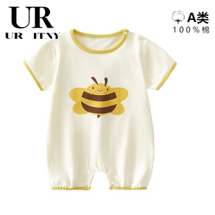 三折品牌撤柜清倉(cāng)夏季 嬰兒男女寶寶睡衣純棉無(wú)骨卡通造型爬服 童裝