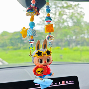 POPMART泡泡瑪特拉布布labubu汽車車掛車載后視鏡車內(nèi)裝 飾品掛件