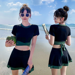 2025新款 小胸聚攏韓國(guó)ins清新學(xué)生顯瘦仙女范 泳衣女分體性感裙式