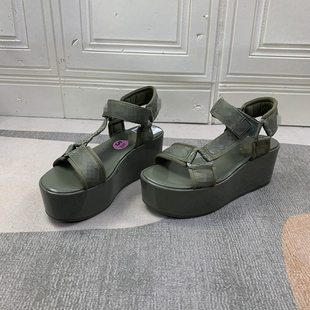 防水臺氣質(zhì)女涼鞋 圓頭松糕底魔術(shù)貼時尚 夏季 外貿(mào)原單厚底露趾新款