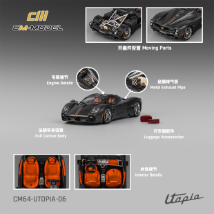 MODEL1 烏托邦全碳紅線條 Utopia 合金汽車模型 帕加尼