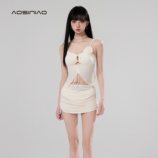 三件套泳裝 高級感海邊度假性感裙式 爆款 女士分體絕美泳衣2025新款