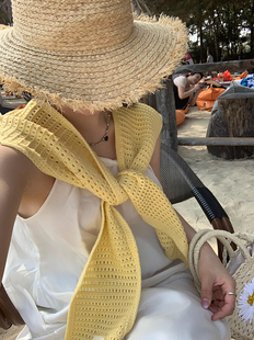 ins博主同款 飾坎肩多功能圍巾 簡約風針織披肩女春夏百搭假領子裝