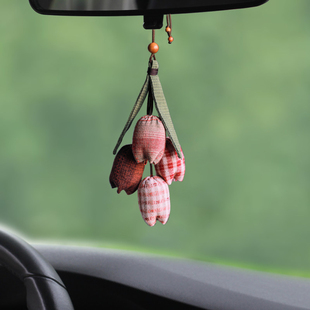 郁金香花朵手工車掛件汽車內(nèi)掛飾復(fù)古國風(fēng)后視鏡女生高級節(jié)日禮物