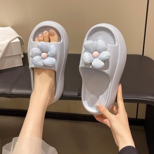 外穿厚底防滑輕便舒適小個子拖鞋 高顏值溫柔可愛小花涼拖鞋 女夏季
