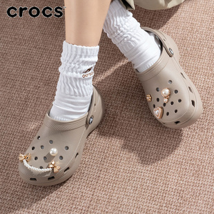 戶外沙灘鞋 crocs卡駱馳厚底云朵洞洞鞋 涼鞋 拖鞋 206750 女2025夏季