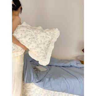 花邊枕頭套一對(duì)裝 全棉純棉水洗棉床上枕套絎縫夾棉歐式 風(fēng)不含芯