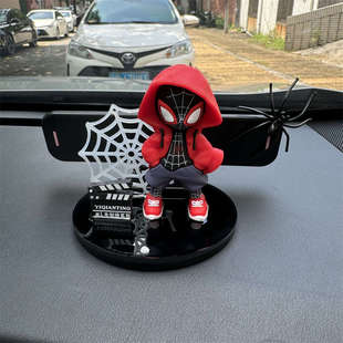 車內擺件車載挪車電話牌 牌網紅個性 新款 蜘蛛俠汽車臨時停車號碼