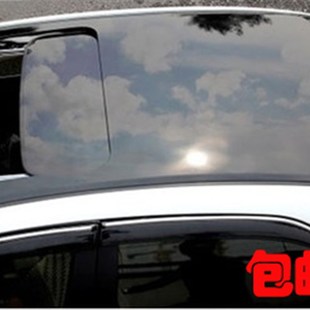 車膜汽車貼膜改色改裝 帶導(dǎo)氣槽 仿全景車頂天窗膜J亮光黑高亮三層