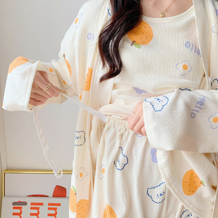 春季 住院 月子a服春秋純棉產后哺乳睡衣三件套棉紗孕婦家居服套裝