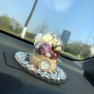 汽車香薰擺件車載網紅女神款 飾品女 鑲鉆花朵擺設薰衣草干花裝