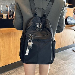 牛津布雙肩包女2025新款 時x尚大容量書包女士休閑帆布背包旅游輕