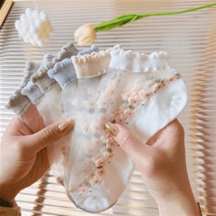 卡絲襪夏季 薄款 花邊水晶船K襪透氣吸汗短襪襪子ZQ 下單立減50