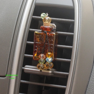 方瓶琉璃精油瓶汽車用品出風(fēng)口內(nèi)飾品掛件吊墜DIY香薰香水瓶掛飾