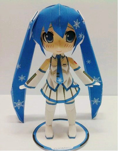 動(dòng)漫拼裝 雪花初音 模型擺件 Q版 3D紙模型手工diy禮物