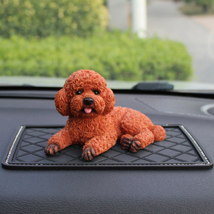 可愛仿真泰迪犬汽車狗擺件家居桌面貴賓禮物擺飾車載車內裝 飾用品