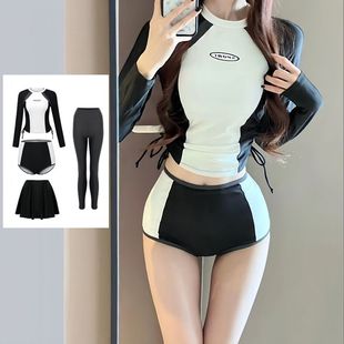 潛水服女分體泳衣長(zhǎng)袖 顯瘦韓國(guó)沖浪服學(xué)生保守運(yùn)動(dòng)防曬溫泉