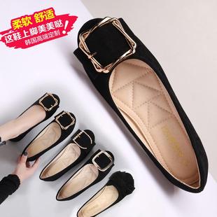 瓢鞋 2025新款 百搭淺口工作鞋 黑色大碼 女 豆豆鞋 軟底平底單鞋 女春季