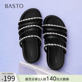 E5973BT5 舒適厚底休閑一字拖居家外穿女拖鞋 百思圖2025夏季 新款