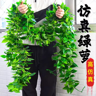 仿真藤條綠蘿葉裝 飾綠葉藤蔓假樹葉塑料花藤柱子水管空調(diào)管道遮擋