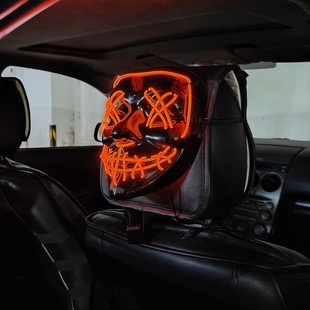 JDM車載發光面具V字掛飾個性 內飾 潮創意鬼火爆閃燈LED汽車改裝
