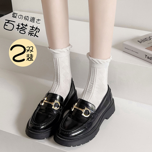 瑪麗珍夏天 配小皮鞋 白色襪子女jk中筒襪純棉蝴蝶結(jié)花邊夏季 薄款