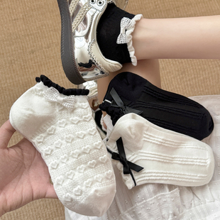 lolita襪子女花邊洛麗塔日系少女短筒襪夏季 夏天短襪白色愛(ài)心 薄款