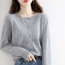 外套 毛衣女針織打底衫 撤柜100純色羊毛開衫 外搭女圓領羊絨衫