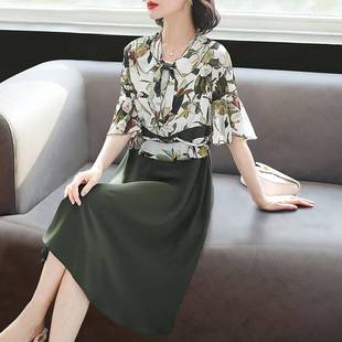 中老年人女裙子氣質40歲50雪紡長裙 連衣裙2024新款 中年媽媽裝 夏季