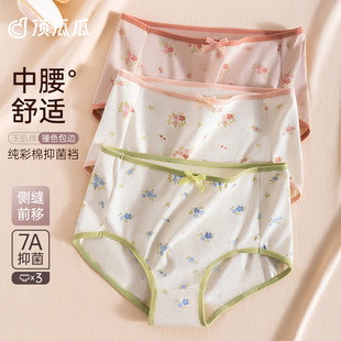 短褲 頂瓜瓜內褲 女中腰100%純棉親膚彩棉襠柔軟舒適高彈三角褲