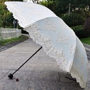 米白色黑色復古典蕾絲刺繡花黑膠防紫外線太陽傘晴雨傘高檔奢華