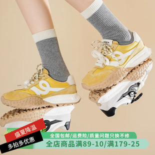 真皮老爹鞋 女2025春夏輕便軟底超輕小個子厚底增高休閑運動阿甘鞋