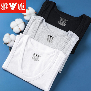 雅鹿男士背心純棉運(yùn)動打底健身修身夏季透氣青年100%全棉汗衫男