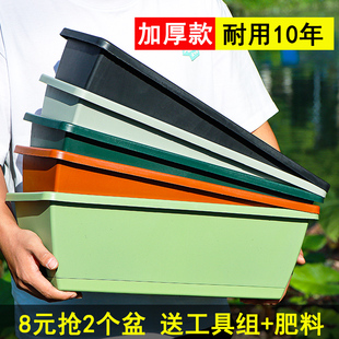 陽(yáng)臺(tái)長(zhǎng)方形種菜盆種菜神器家庭陽(yáng)臺(tái)蔬菜草莓盆栽專(zhuān)用箱特大號(hào)花盆
