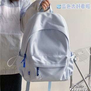 ins風日系軟妹書包女 純色百搭少女背包初中生高中學生雙肩包 韓版