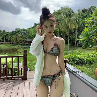 泳女性感三點式 溫泉度假沙灘 比基尼ins風小胸聚攏分體三件套網紅