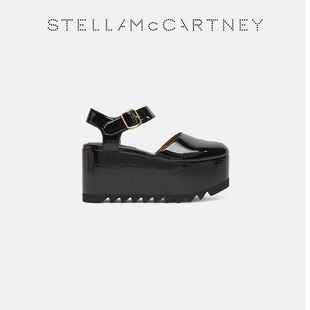 McCartney2025早秋新品 Stella 黑色漆面厚底涼鞋 ELYSE