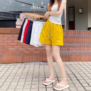 寬松休閑運動時尚 薄2025新款 女夏季 德國進口抽繩刺繡字母短褲