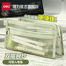 得力網(wǎng)紗筆袋雙層大容量透明文具袋學(xué)生考試專(zhuān)用鉛筆袋中考高考考公考研生四六級(jí)2025新款 簡(jiǎn)約收納袋男孩款