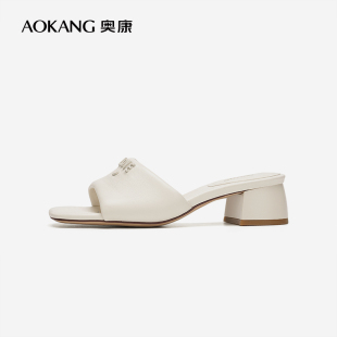 門店發(fā)貨 簡約一字帶露趾涼鞋 奧康女鞋 新款 戶外涼拖 2024夏季
