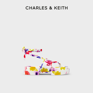 女 70900373女士平底拼色休閑夾趾綁帶涼鞋 CHARLES&KEITH女鞋 CK1