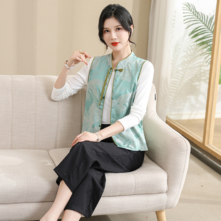 中老年襯衫 刺繡馬甲外套女2025春夏新款 兩件 國(guó)風(fēng)媽媽裝 專(zhuān)柜新中式