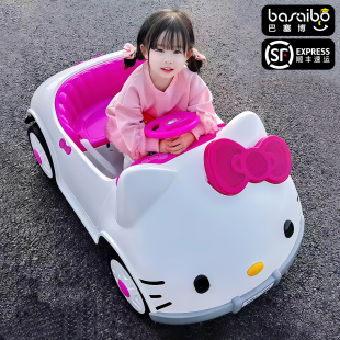 hellokitty貓兒童電動車可坐人四輪電動汽車女孩玩具遙控車寶寶車