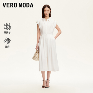含萊賽爾亞麻腰部捏褶長裙3252SZ004 新款 Vero Moda連衣裙2025夏季