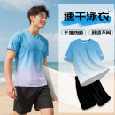 備泡溫泉沙灘沖浪寬松防尷尬泳褲 新款 男女游泳全套裝 泳衣套裝 短袖