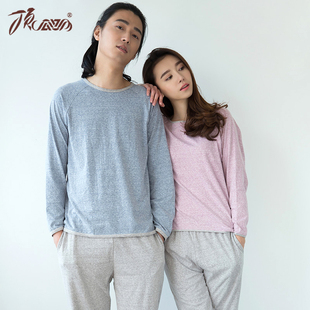 家居服套裝 男士 休閑寬松可外穿 春夏薄款 頂呱呱情侶睡衣女長(zhǎng)袖