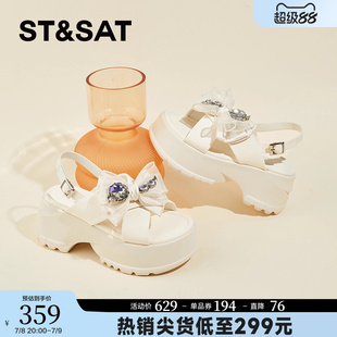 配裙子增高沙灘涼鞋 外穿2025新款 女夏季 星期六蝴蝶結高跟羅馬涼鞋