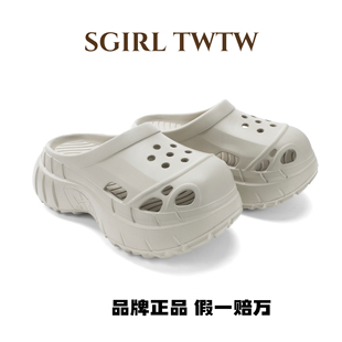 夏季 女款 外穿2025新款 厚底沙灘軟底涼鞋 SGIRL 包頭拖鞋 TWTW洞洞鞋