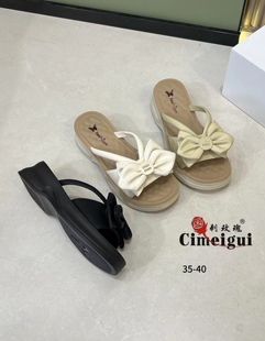 刺玫瑰正品 115 2025夏羊紋厚底蝴蝶結舒適甜美風涼拖鞋 女鞋