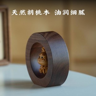 崖柏木十二生肖汽車擺件胡桃木車內裝 F飾品高檔中控臺家居桌面擺